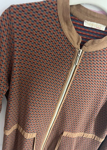 Uzun Kahverengi Fermuarlı Tunik - Görsel 2