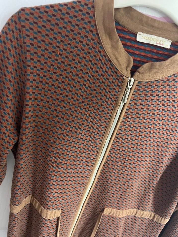 Uzun Kahverengi Fermuarlı Tunik - Görsel 2