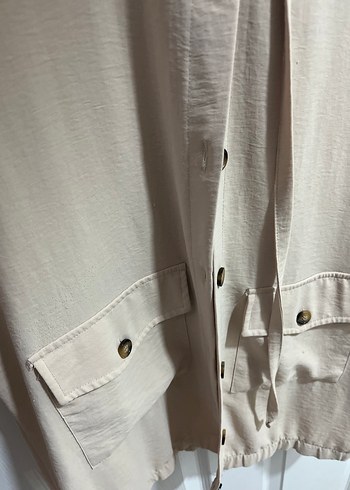 Bej Düğmeli Midi Kadın Ceket - Görsel 2