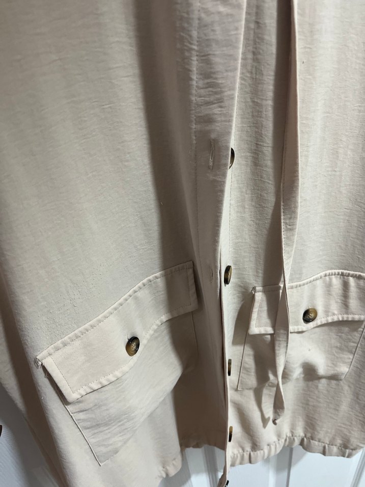 Bej Düğmeli Midi Kadın Ceket - Görsel 2