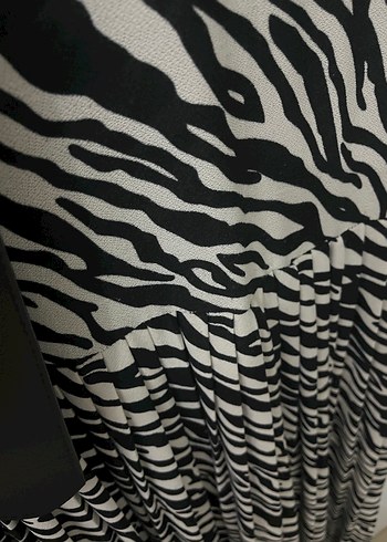 Zebra Desenli Uzun Pilili Kadın Elbise - Görsel 3