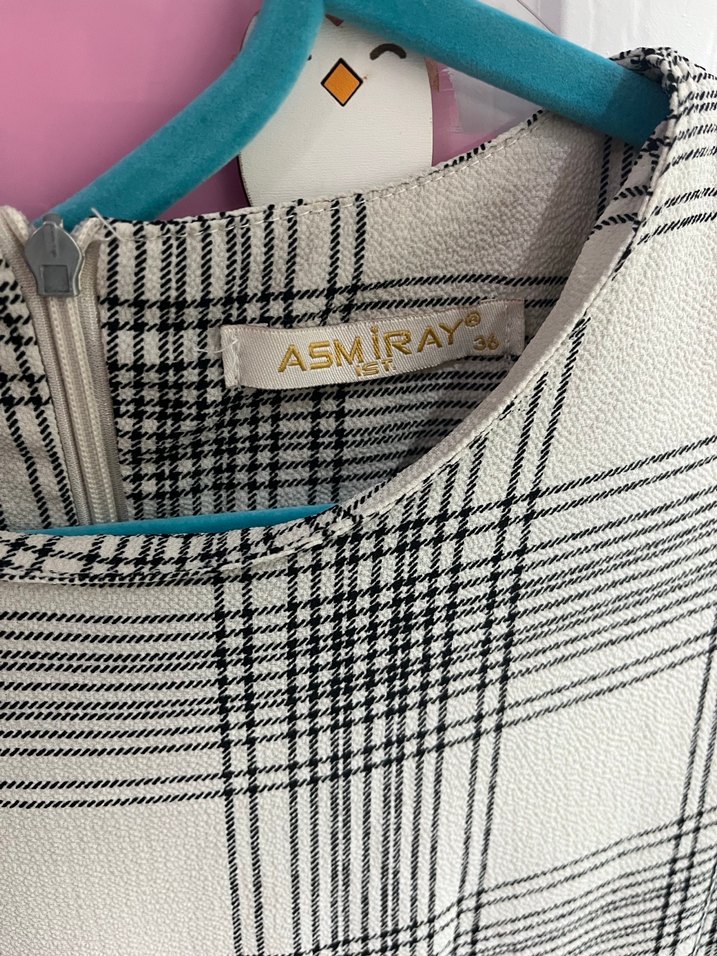 Gri Ekose Desenli Uzun Salaş Elbise - Görsel 4