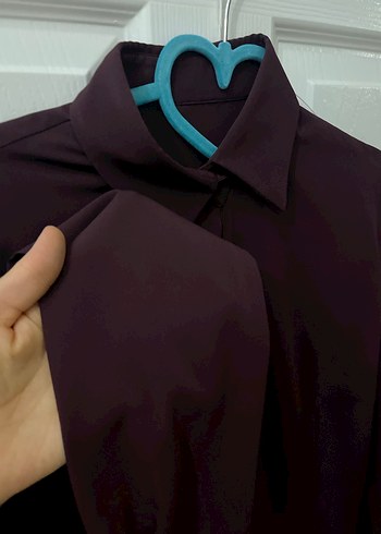 Bordo Kadın Uzun Kollu Düğmeli Gömlek - Görsel 2