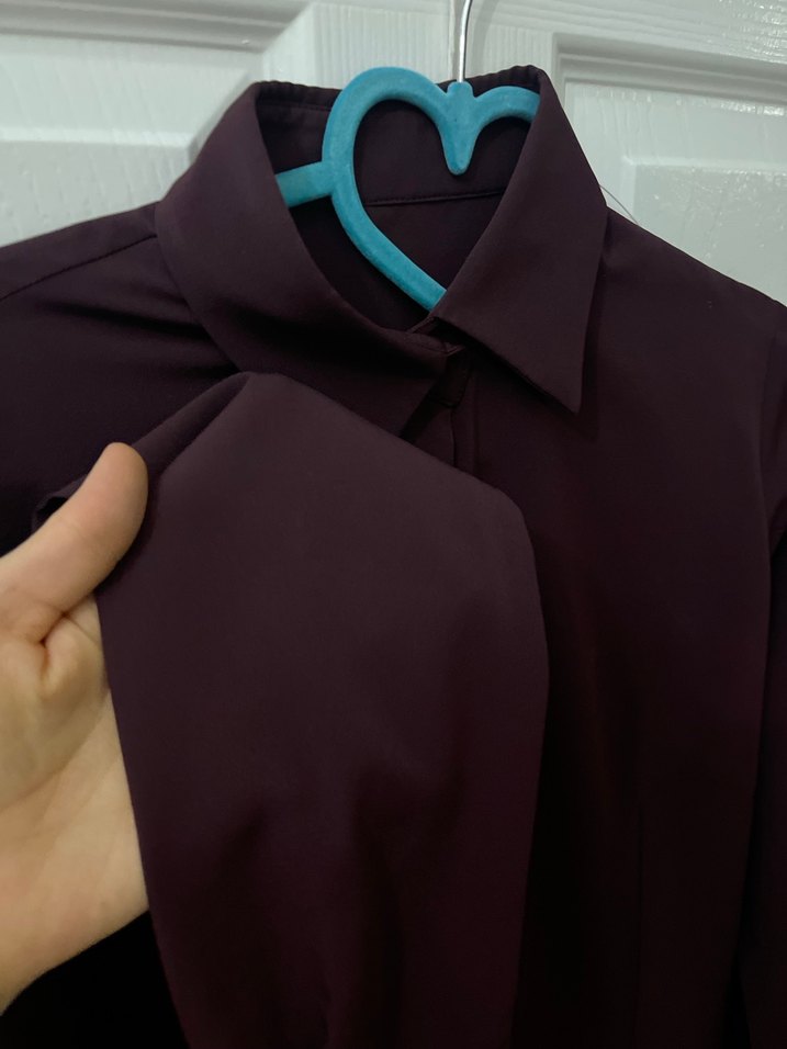 Bordo Kadın Uzun Kollu Düğmeli Gömlek - Görsel 2