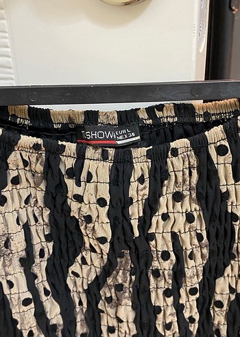 Uzun Kollu Zebra Desenli Straplez Bluz - Görsel 3