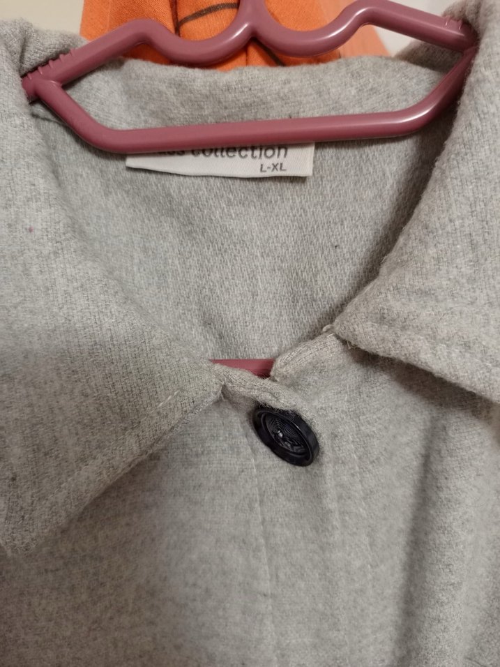 Düğmeli Gri Midi Kadın Kaban - Görsel 2