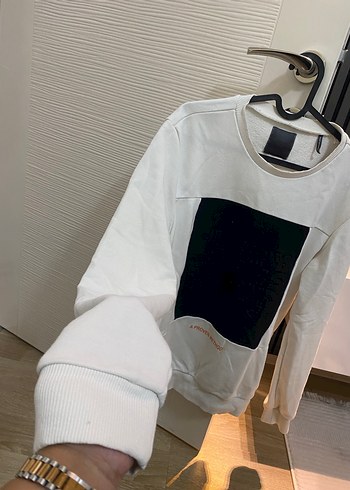 Erkek Beyaz Baskılı Uzun Kollu Sweatshirt - Görsel 2