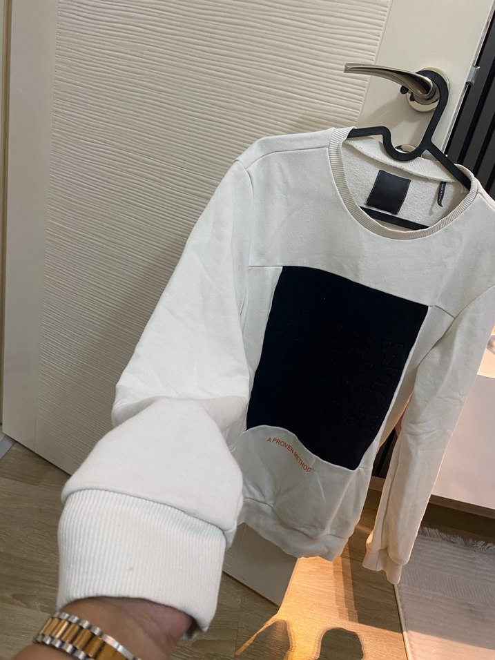 Erkek Beyaz Baskılı Uzun Kollu Sweatshirt - Görsel 2