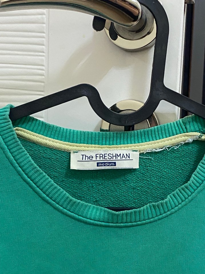 Yeşil erkek Sweatshirt, Bisiklet Yaka, Salaş Kesim - Görsel 3