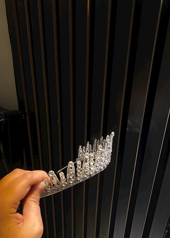 Beyaz Parlak Payetli Gelin Tacı - Görsel 3