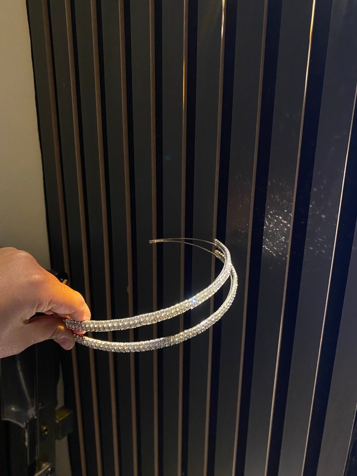 Gri Metal Elastik Taç - Minimalist Punk - Görsel 2