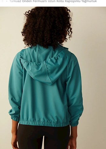 Turkuaz Yüksek Yakalı Kadın Bomber Ceket - Görsel 2