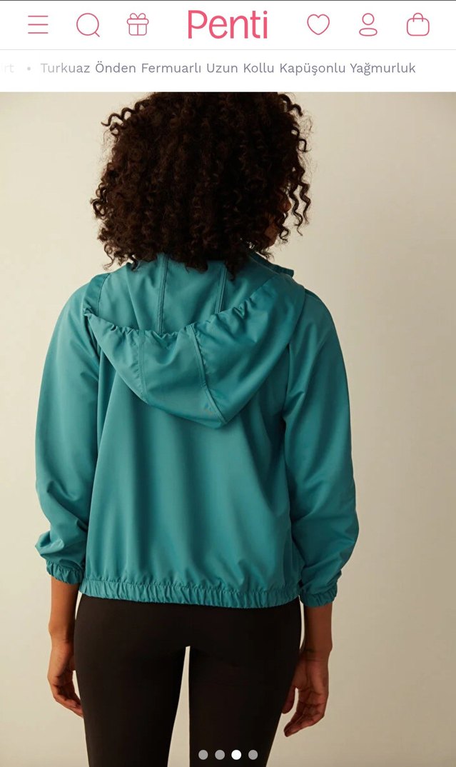 Turkuaz Yüksek Yakalı Kadın Bomber Ceket - Görsel 2