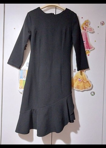 Uzun Kollu Siyah Ofis Elbisesi - Görsel 3