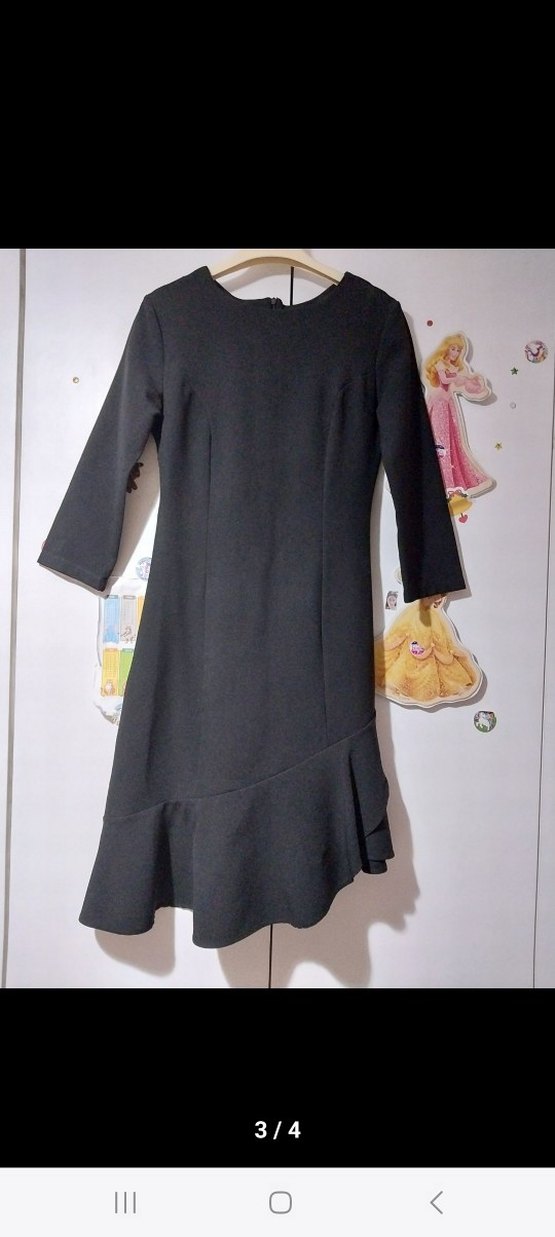 Uzun Kollu Siyah Ofis Elbisesi - Görsel 3