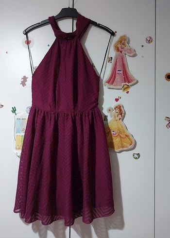 mürdüm V Yaka Mini Kokteyl Elbisesi - Görsel 2