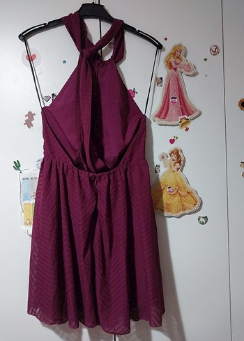 mürdüm V Yaka Mini Kokteyl Elbisesi - Görsel 4