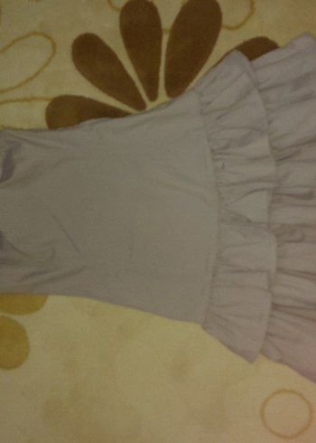 Bej Keten Fırfırlı elbise - Görsel 2