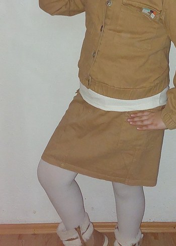 Bej Kız çocuk takım etek  Ceket Düğmeli Rahat Kesim - Görsel 3