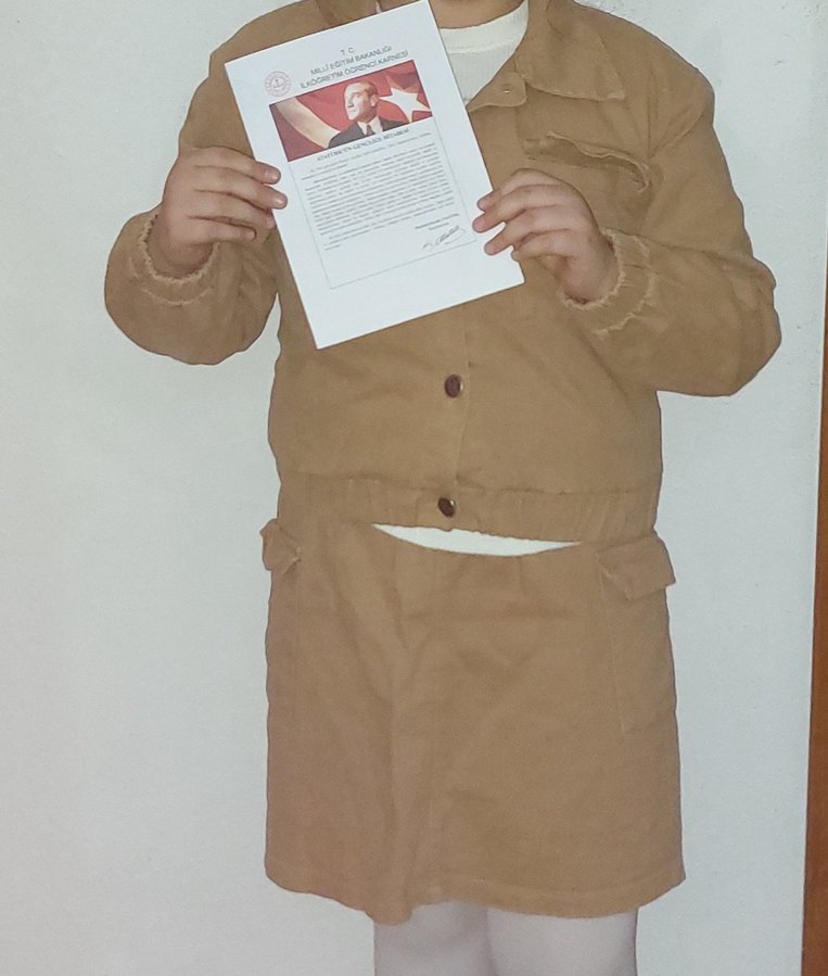 Bej Kız çocuk takım etek  Ceket Düğmeli Rahat Kesim - Görsel 4