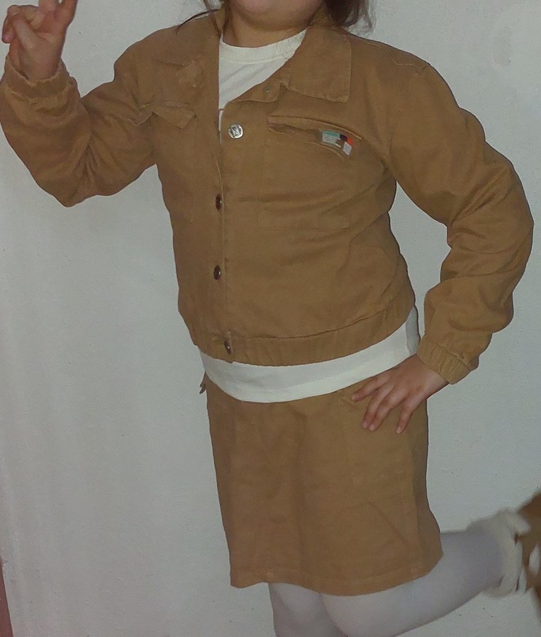 Bej Kız çocuk takım etek  Ceket Düğmeli Rahat Kesim - Görsel 2