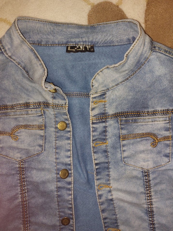 Kadın Mavi Parlak Denim Ceket - Görsel 2