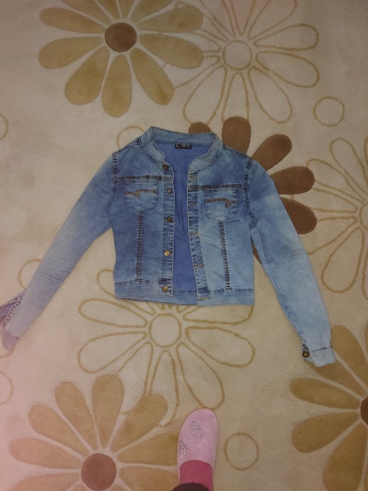 Kadın Mavi Parlak Denim Ceket - Görsel 3