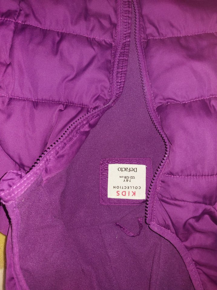 Kız Çocuk Mor Kapüşonlu Fermuarlı Mont - Görsel 4