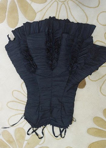 Siyah Straplez Gotik Midi Elbise - Görsel 2