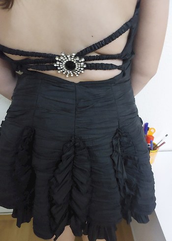 Siyah Straplez Gotik Midi Elbise - Görsel 5