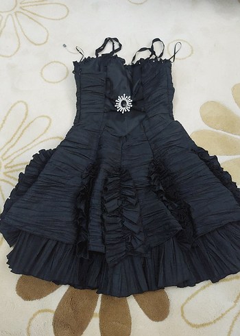 Siyah Straplez Gotik Midi Elbise - Görsel 3