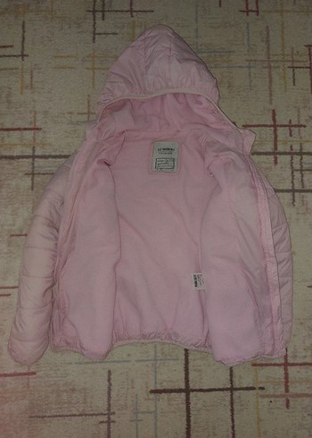 Kız Çocuk Pembe Kapüşonlu Fermuarlı Mont - Görsel 4