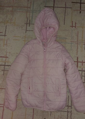 Kız Çocuk Pembe Kapüşonlu Fermuarlı Mont - Görsel 2