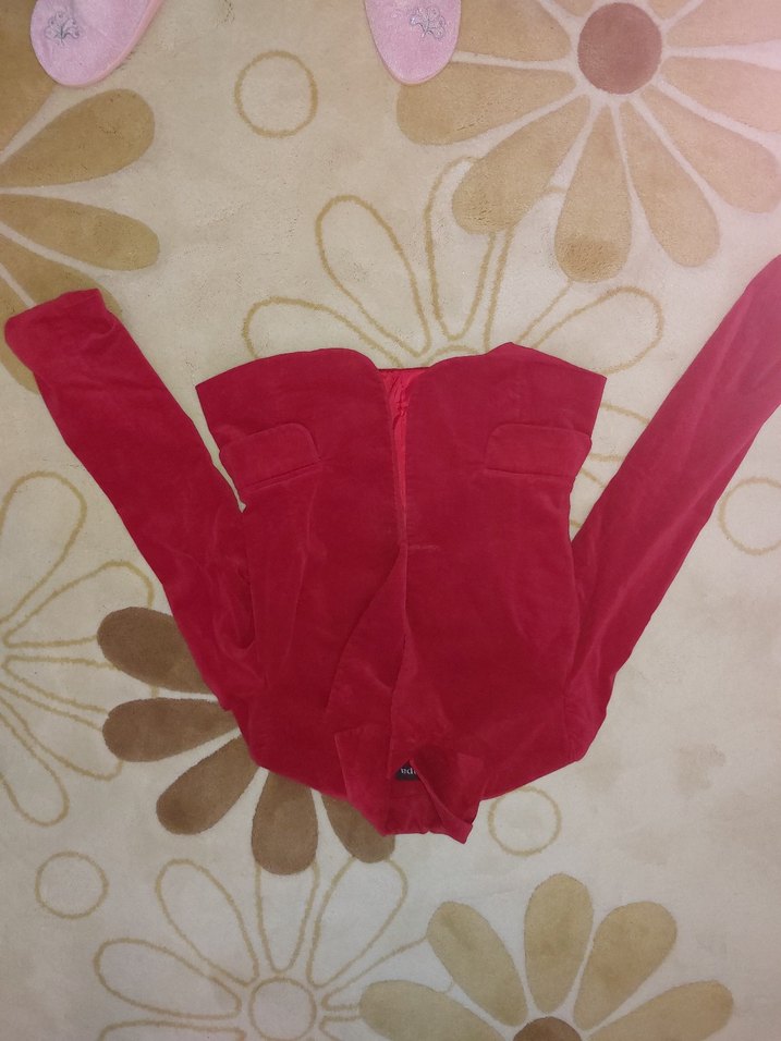 Koyu Kırmızı Süet Kadın Blazer Ceket - Görsel 2