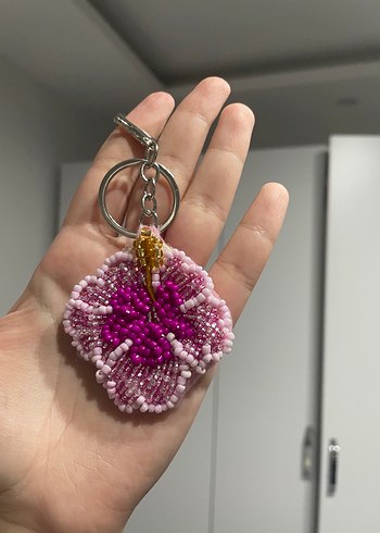 Beden Boncuklu Pembe Beaded Anahtarlık