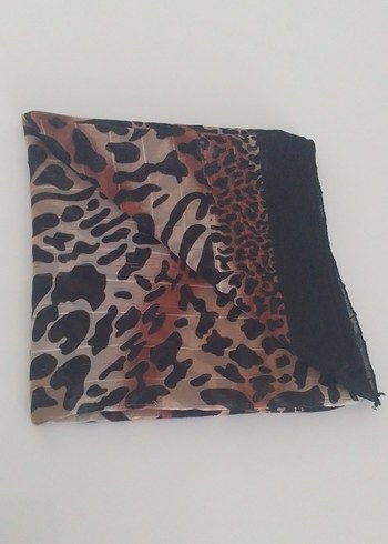 Kahverengi Leopar Desenli Bohem Kadın Fular - Görsel 5