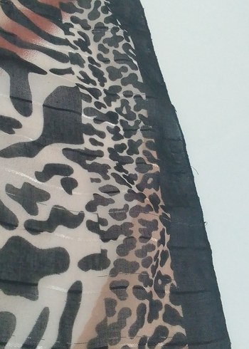 Kahverengi Leopar Desenli Bohem Kadın Fular - Görsel 4