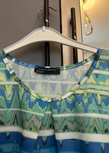 Zara Renkli Bohem Kadın Bluz, Kısa Kollu, V Yaka