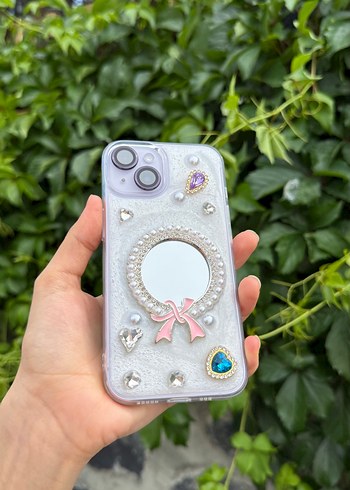 Taşlı Sedefli Ayna Detayli iPhone 14 Telefon Kılıfı