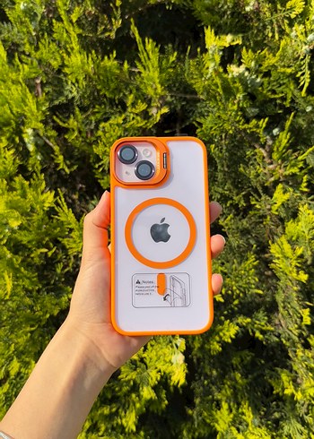 Kamera Korumalı Turuncu iPhone 14 Telefon Kılıfı
