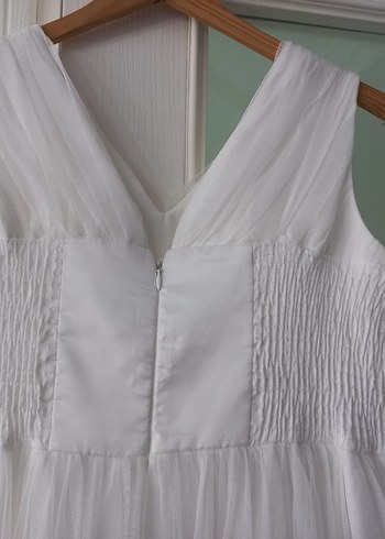 Kolsuz Beyaz A Kesim Uzun çoçuk Gelinlik - Görsel 5