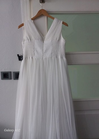 Kolsuz Beyaz A Kesim Uzun çoçuk Gelinlik - Görsel 4