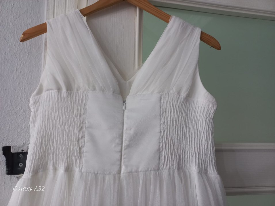 Kolsuz Beyaz A Kesim Uzun çoçuk Gelinlik - Görsel 5