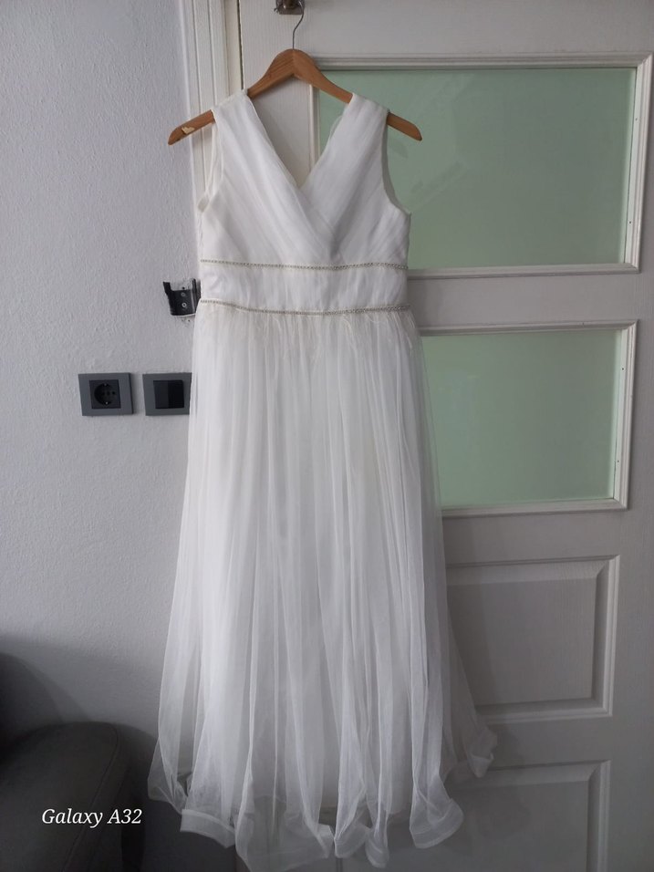 Kolsuz Beyaz A Kesim Uzun çoçuk Gelinlik - Görsel 2