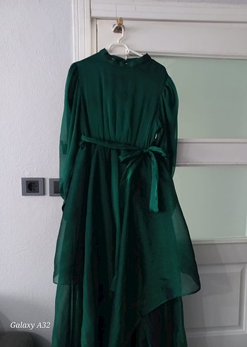 zümrüt Yeşil Uzun Kollu Kadın abiye - Görsel 2