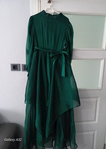 zümrüt Yeşil Uzun Kollu Kadın abiye - Görsel 3