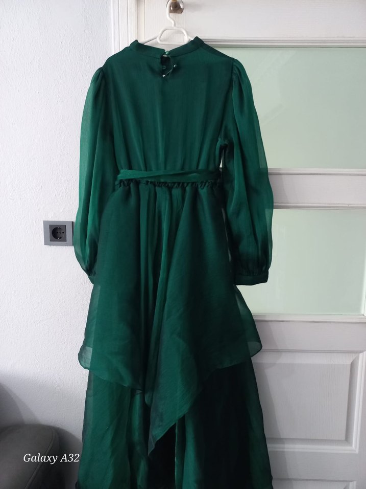 zümrüt Yeşil Uzun Kollu Kadın abiye - Görsel 4