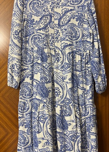 Mavi Bohem Uzun Kollu Uzun Elbise - Görsel 3