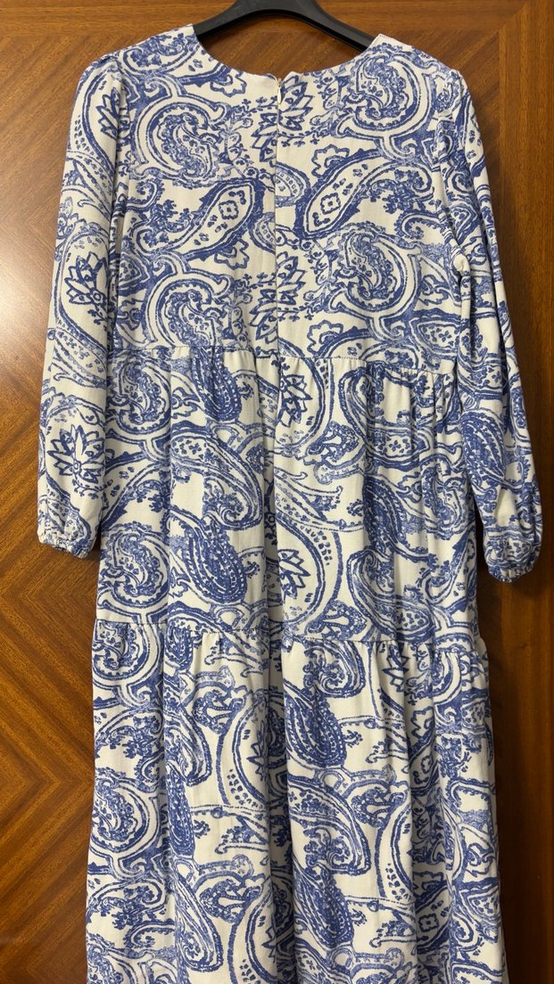 Mavi Bohem Uzun Kollu Uzun Elbise - Görsel 3