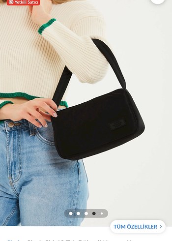 Siyah Minimalist Kadın Omuz Çantası - Görsel 3